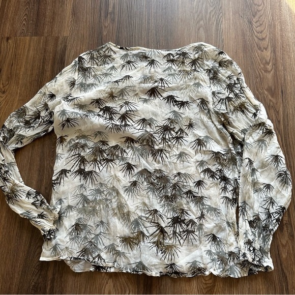 Tommy Bahama Women’s Sheer Silk Peasant Blouse Medium Abstract Tie Front Chiffon - Picture 6 of 10